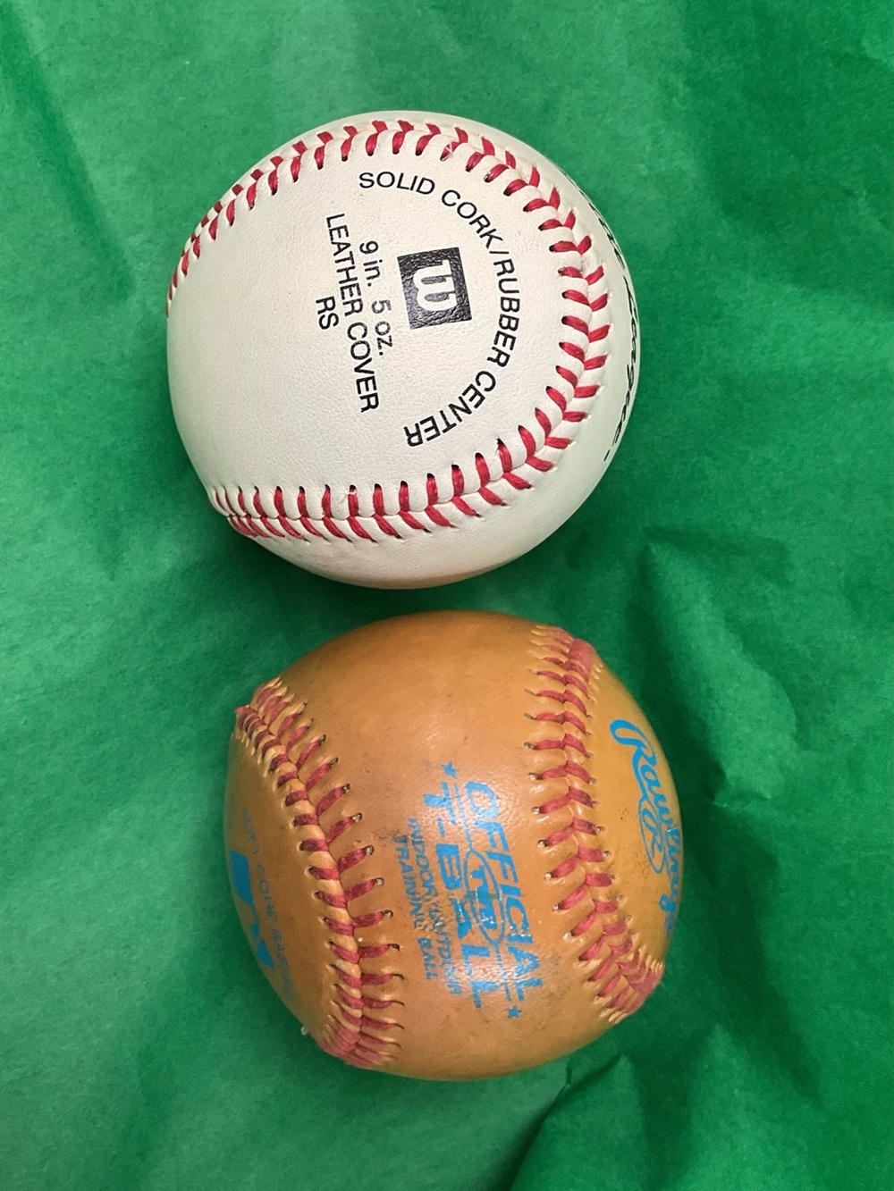 Wilson White Baseball with Red Stitching - Youth Leather Coved